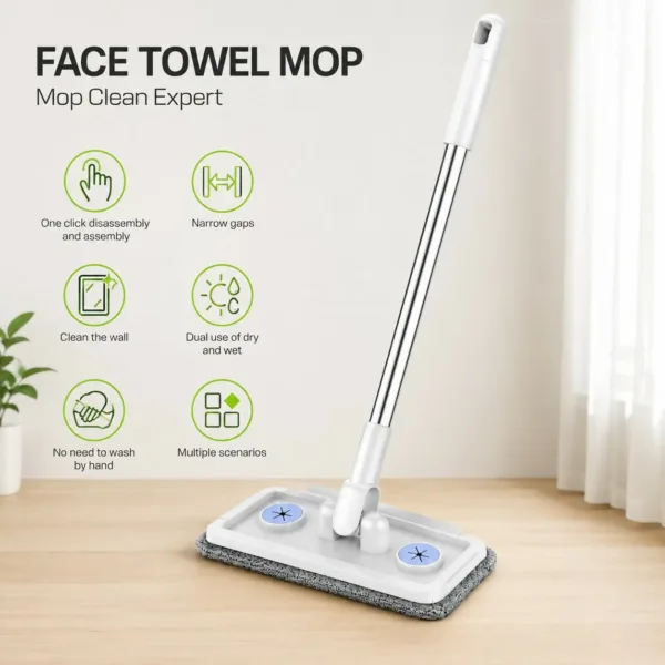 360° Rotating Flat Microfiber Mop for Wet & Dry Floor Cleaning