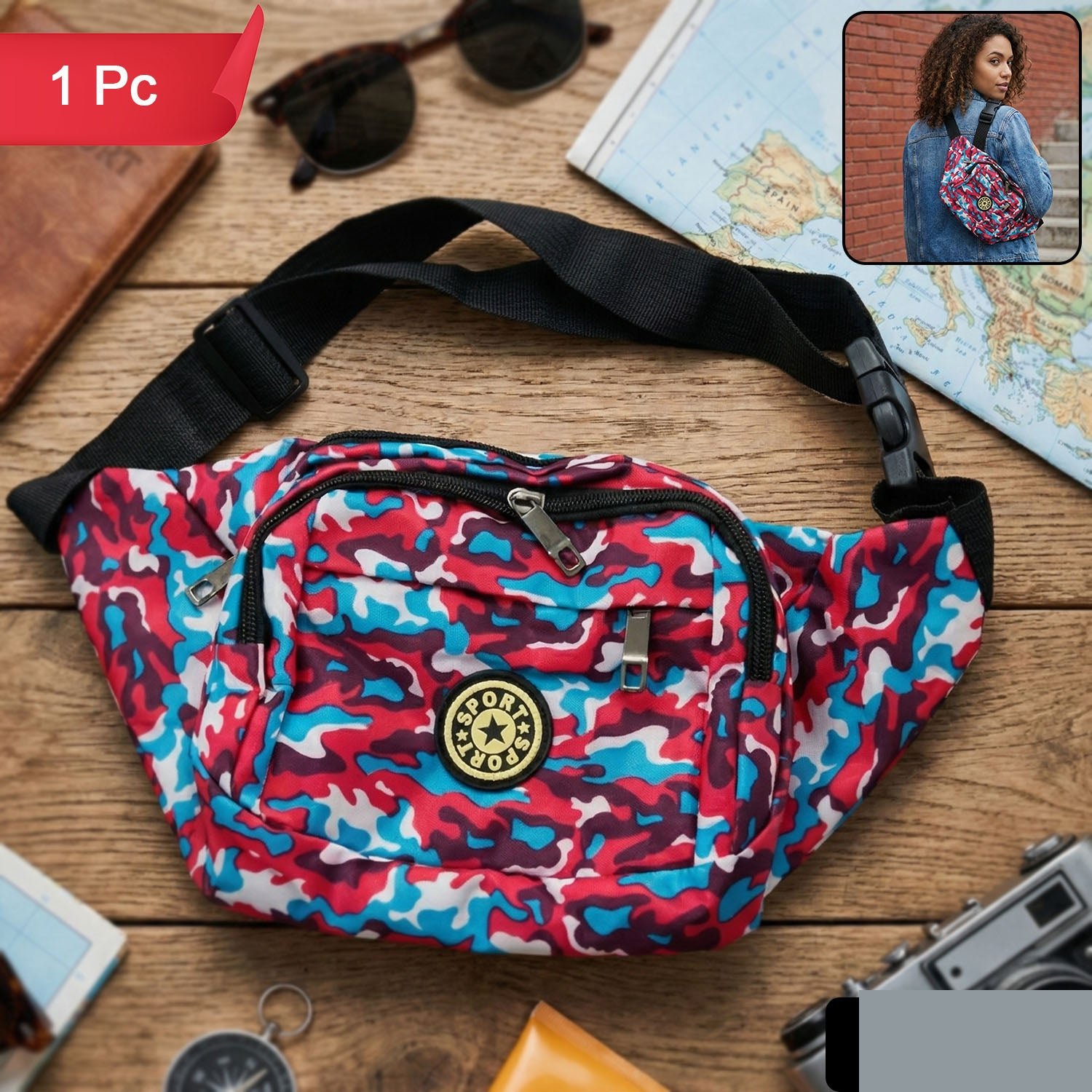 Waist Bag with Adjustable Strap – Stylish Multi-Purpose Sling Pouch - Detailed Feature View 1