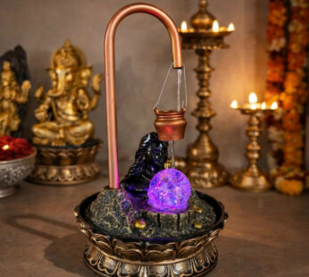 Water Fountain with Rotating Crystal Ball & Shiv Statue for Home Decor