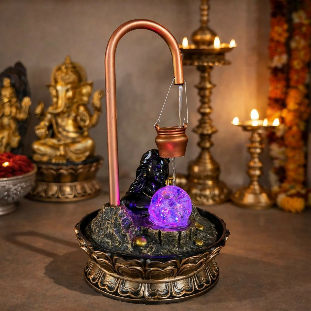 Premium Water Fountain with Rotating Crystal Ball & Shiv Statue for Home Decor - Buy Online at Alikart
