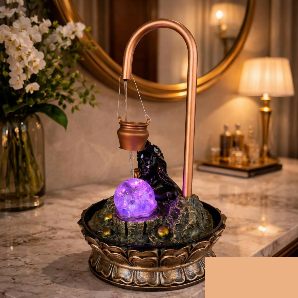 Water Fountain with Rotating Crystal Ball & Shiv Statue for Home Decor - Detailed Feature View 1