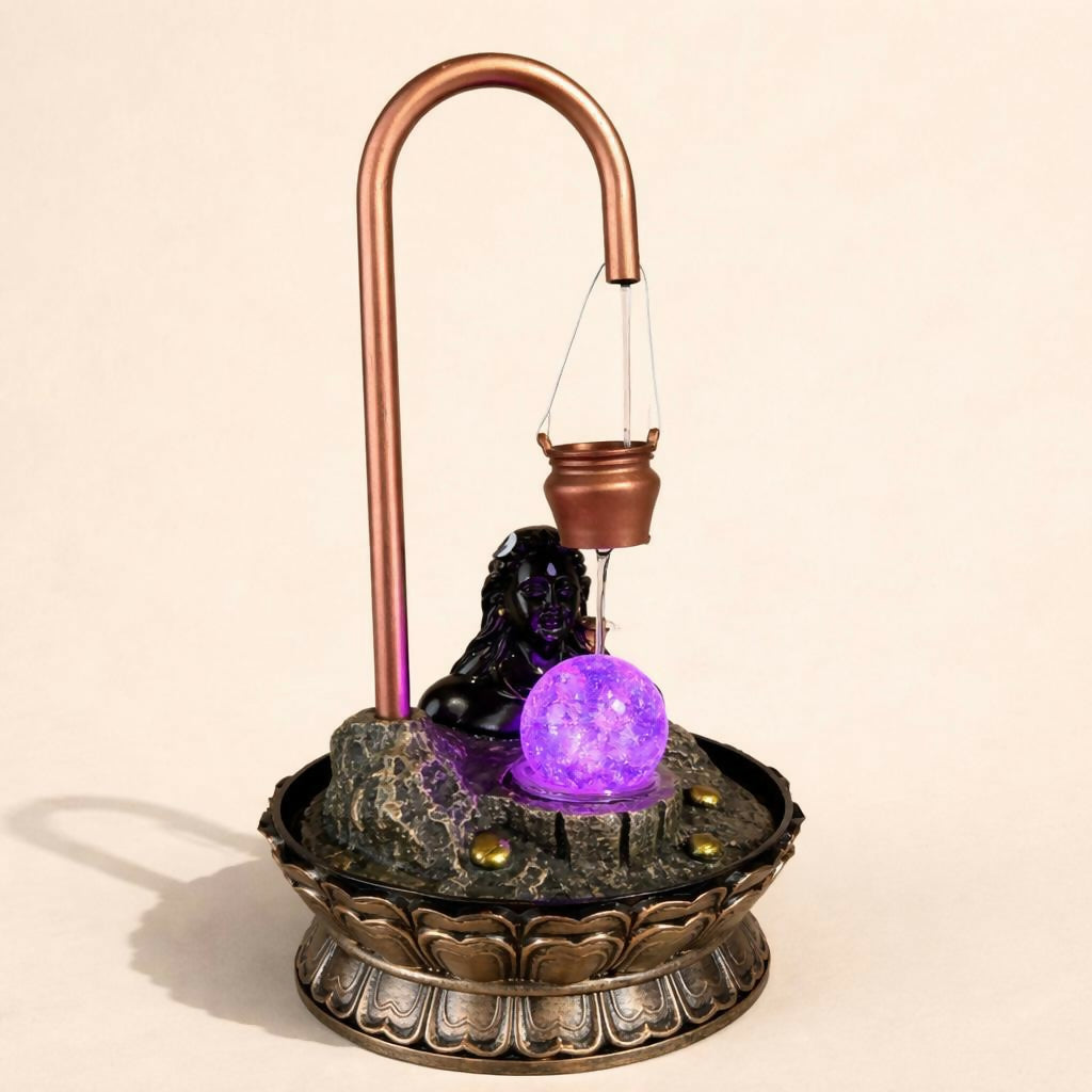 Water Fountain with Rotating Crystal Ball & Shiv Statue for Home Decor - Detailed Feature View 2