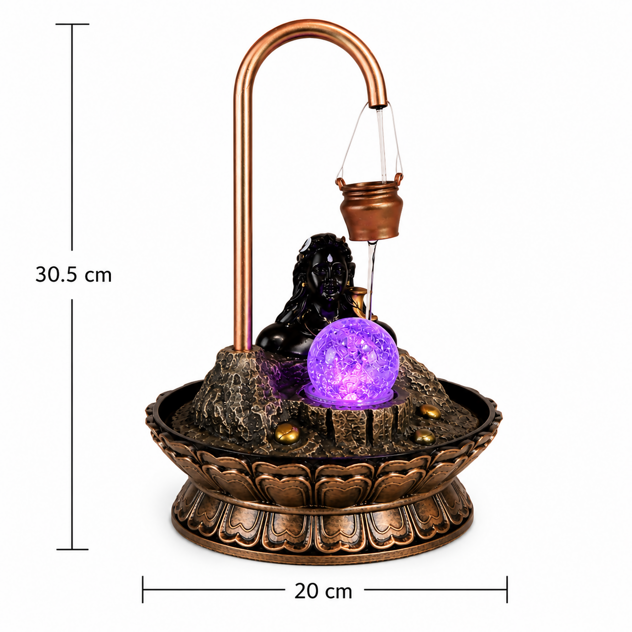 Water Fountain with Rotating Crystal Ball & Shiv Statue for Home Decor - Detailed Feature View 4