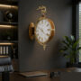 Premium White Dial Luxury Double Sided Hanging Wall Clock with Deer Decor - Buy Online at Alikart