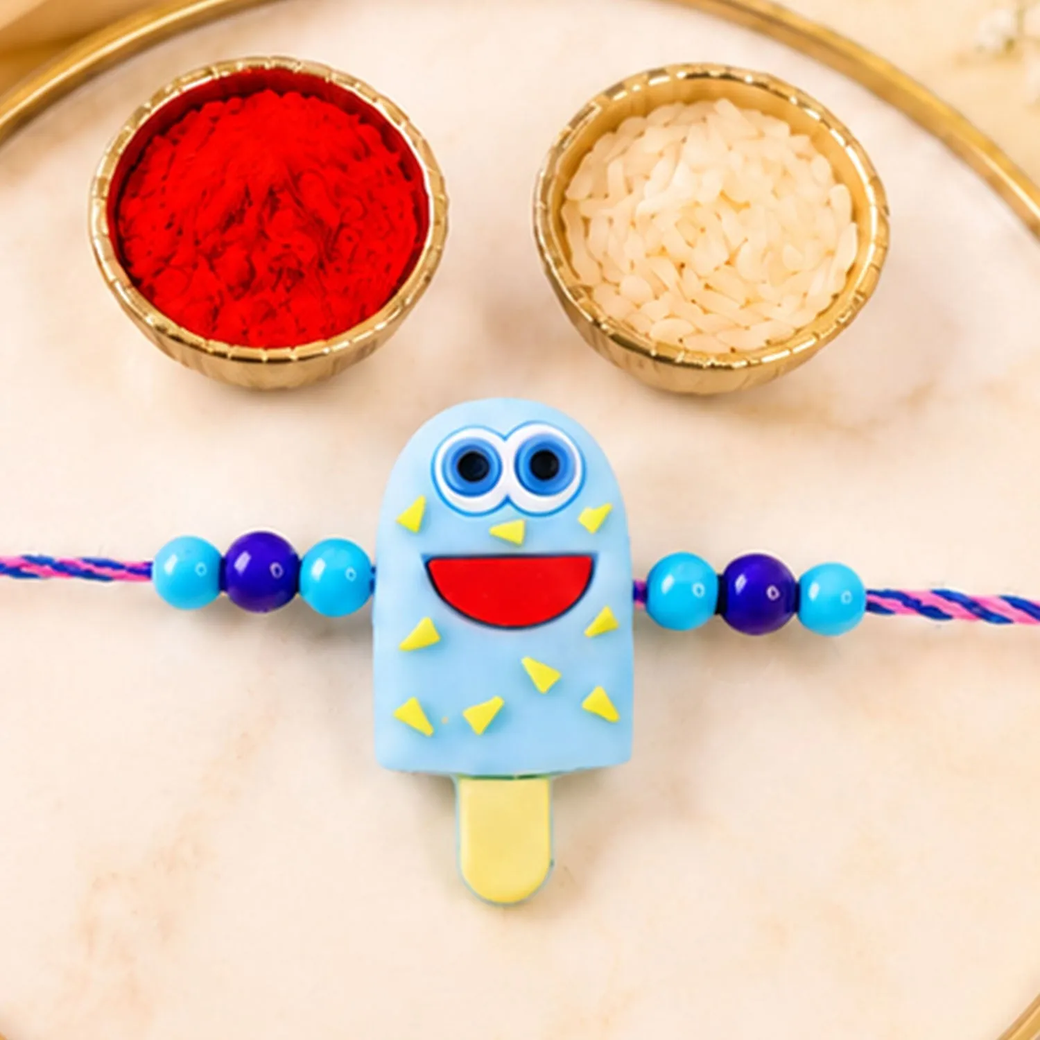 Cartoon Kids Rakhi – Smiling Ice Cream Designer for Brother - Detailed Feature View 3
