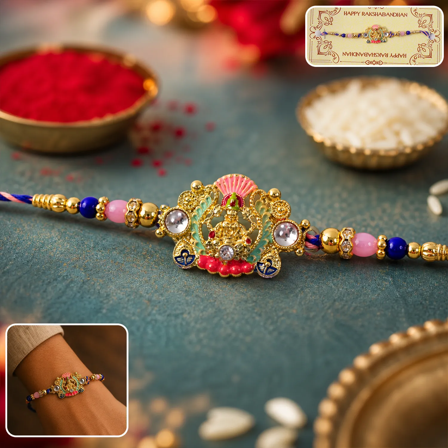 Premium Goddess Charm Rakhi, Beautiful Beaded Brother Gift for Raksha Bandhan - Buy Online at Alikart