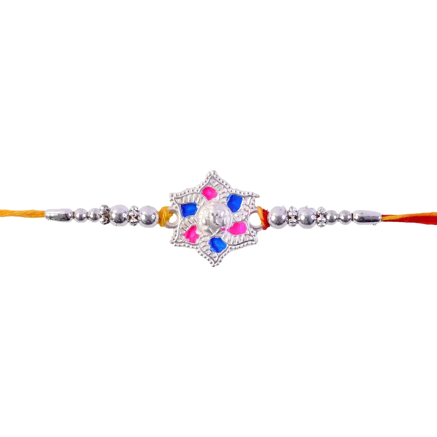 Designer Rakhi for Brother – Floral Star Motif Stone Studded - Detailed Feature View 4