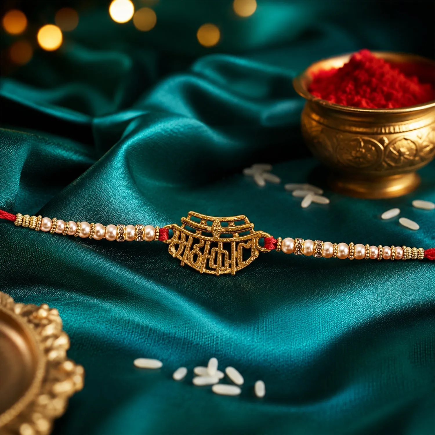 Mahakal Rakhi for Brother – Text Beaded Traditional Design - Detailed Feature View 4