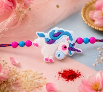 Unicorn Charm Kids Beaded Traditional Rakhi for Brother