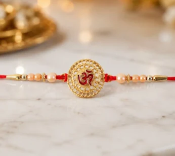 Raksha Bandhan Om Symbol Rakhi – Round Stone Studded Designer for Brother