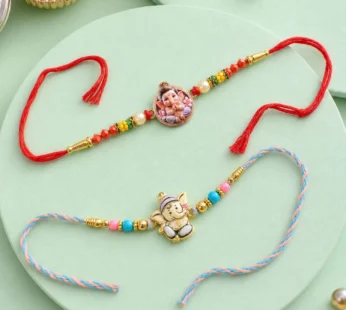 Raksha Bandhan Rakhi Combo – Designer Beaded Set for Brother & Kids