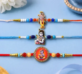 Mixed Charm Designer Rakhi Combo for Raksha Bandhan Gift (3 Pc)