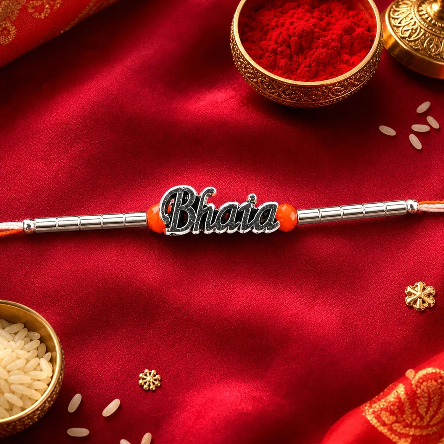 Bhai Text Bracelet Style Designer Rakhi Raksha Bandhan Gift
