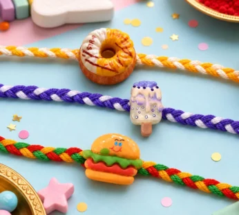 Burger Donut Snack Kids Rakhi Combo Pack (3 Pc)