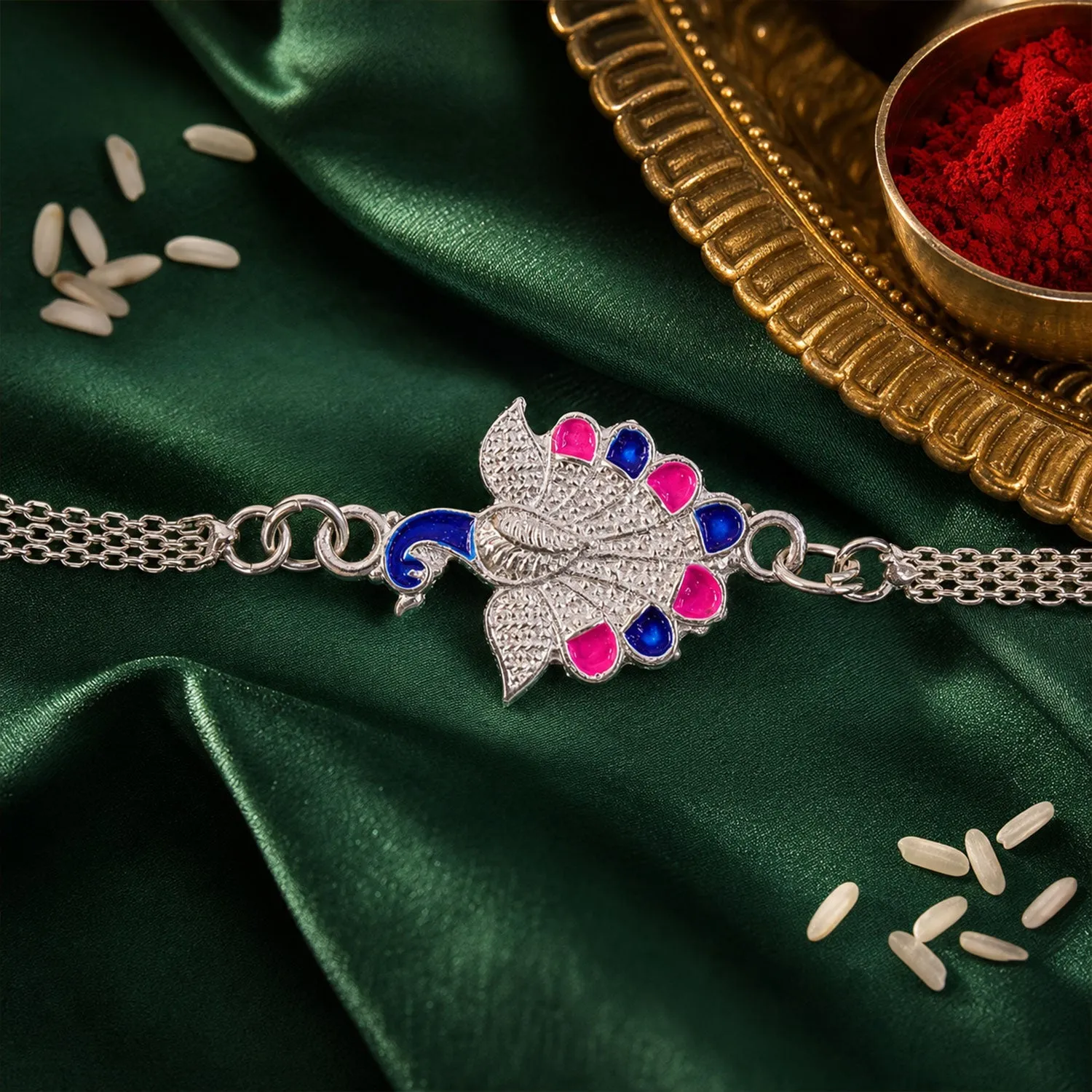 Premium Peacock Stone Chain Rakhi Bracelet for Raksha Bandhan - Buy Online at Alikart