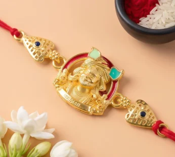 Gold-Toned Khatu Shyam Ji Rakhi with Enamel Work for Raksha Bandhan