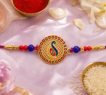 Peacock Paisley Stone Designer Rakhi for Brother
