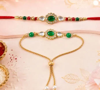 Lumba Rakhi Oval Stone Beaded Pair for Bhabhi