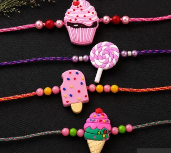 Ice Cream Kids Fancy Rakhi with Sweet Playful Charm (4 Pc)