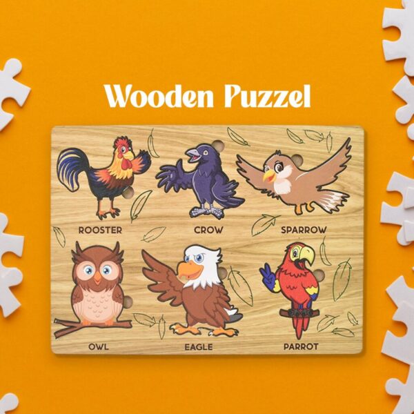 Wooden Bird Puzzle – Educational Board for Kids | Inventive Play