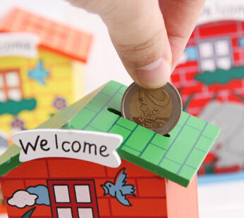 Wooden Piggy Bank – Cute House Shape for Kids | Inventive Play