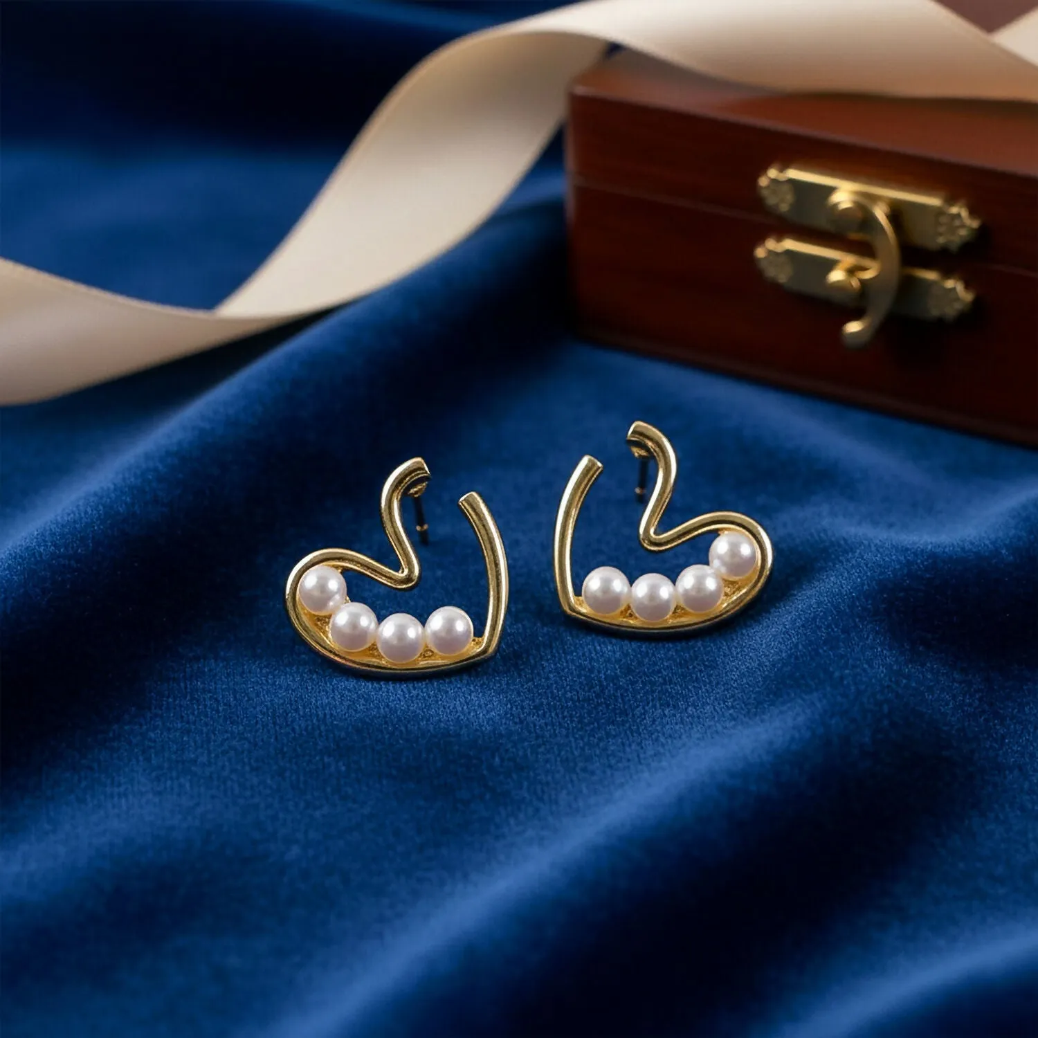 Premium Gold Plated Swan Pearl Stud Earrings – Elegant Lightweight Jewelry - Buy Online at Alikart