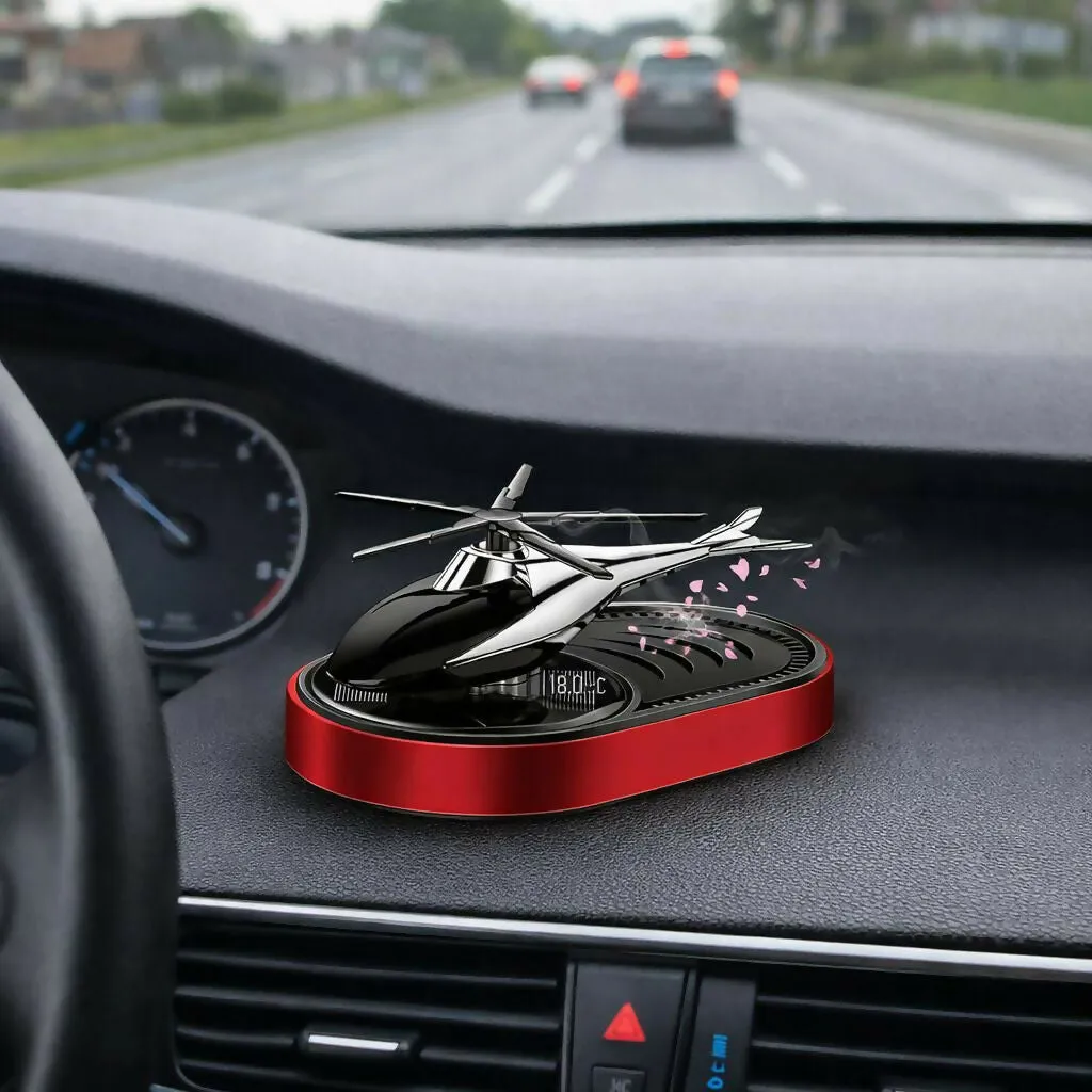 Premium Solar Powered Red Helicopter Car Dashboard Perfume Freshener – Rotates in Sunlight - Buy Online at Alikart