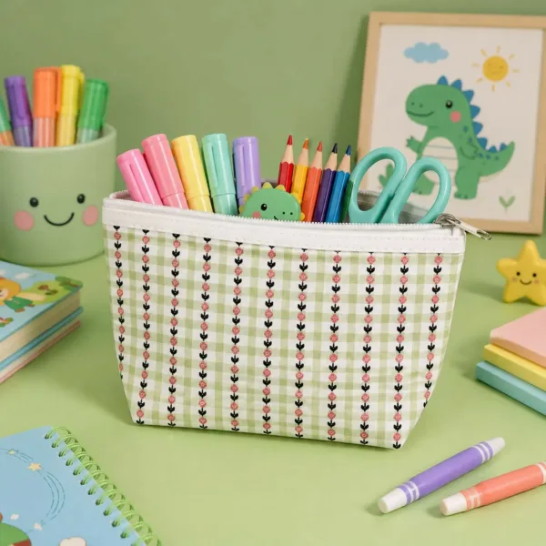Multipurpose Stationery, Makeup & Toiletry Organizer Pouch with Zipper (Design may vary 1 PC)