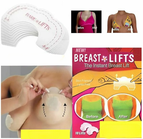 10 Pcs Bra Adhesive Breast Lift Shaper – Disposable Cotton Blend Adhesive Bra Tape for Invisible Support, Push-Up & Backless Outfits - Detailed Feature View 1