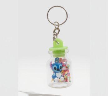 12-Piece Cute Blue Alien Bottle Keychain Set – Miniature Cartoon Figure Key Rings for Backpacks and Keys
