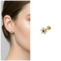 Premium 14K Gold Plated Floral Ruby Piercing Stud – Comfortable Flat Back Jewelry - Buy Online at Alikart