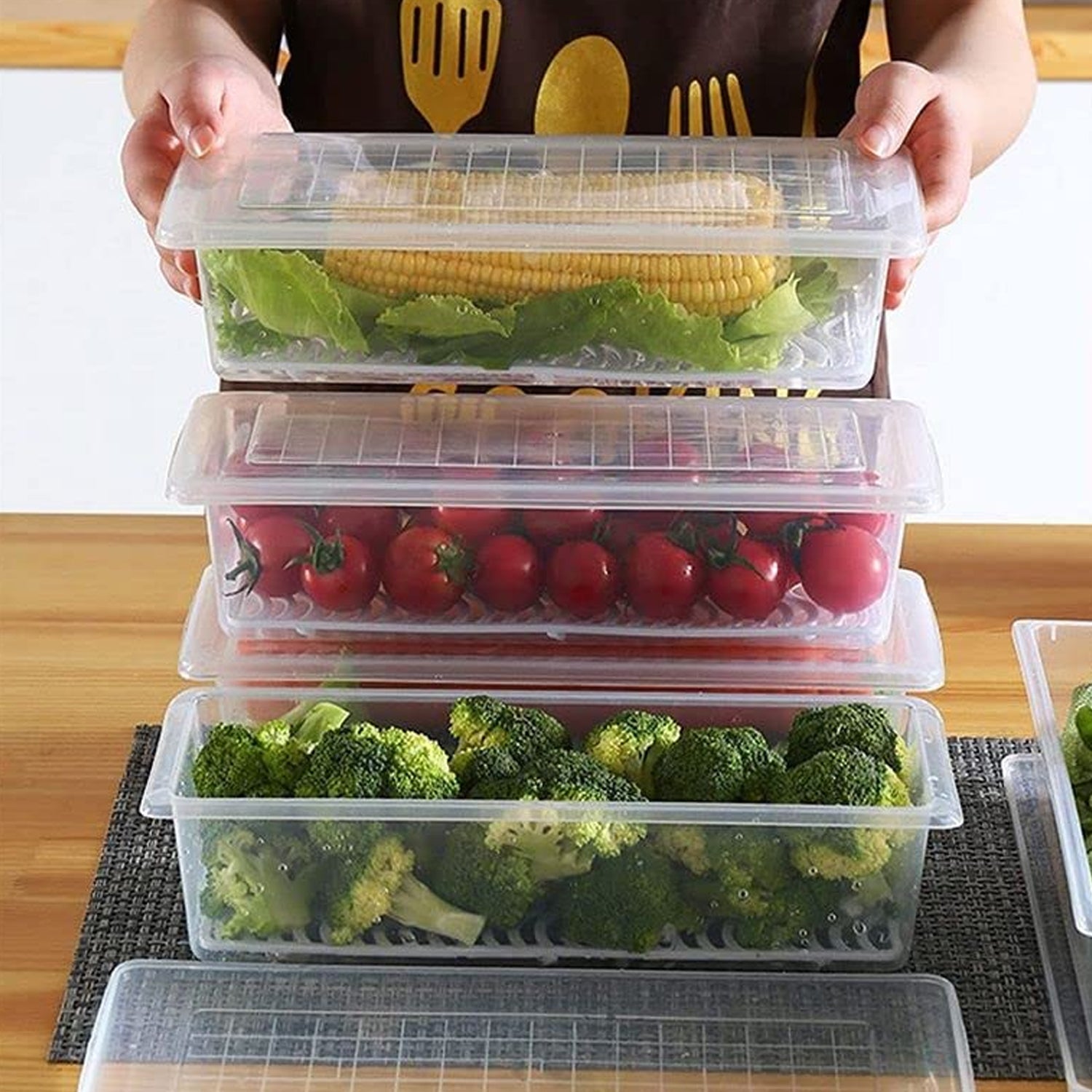 Premium 1500ML Fridge & Freezer Storage Containers with Drain Plates - 6 Pack - Buy Online at Alikart