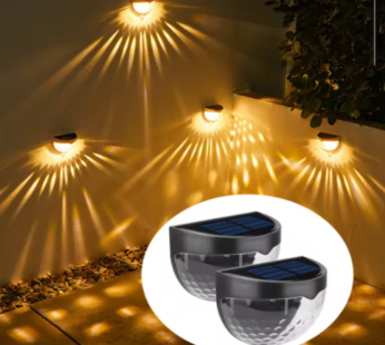 2-Pack Solar LED Wall & Fence Lights – Warm White Outdoor Weatherproof Illumination