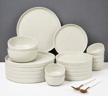 20-Piece Pastel Green Melamine Dinnerware Set – Modern Striped Dinner Plates and Bowls for Everyday Dining and Hosting