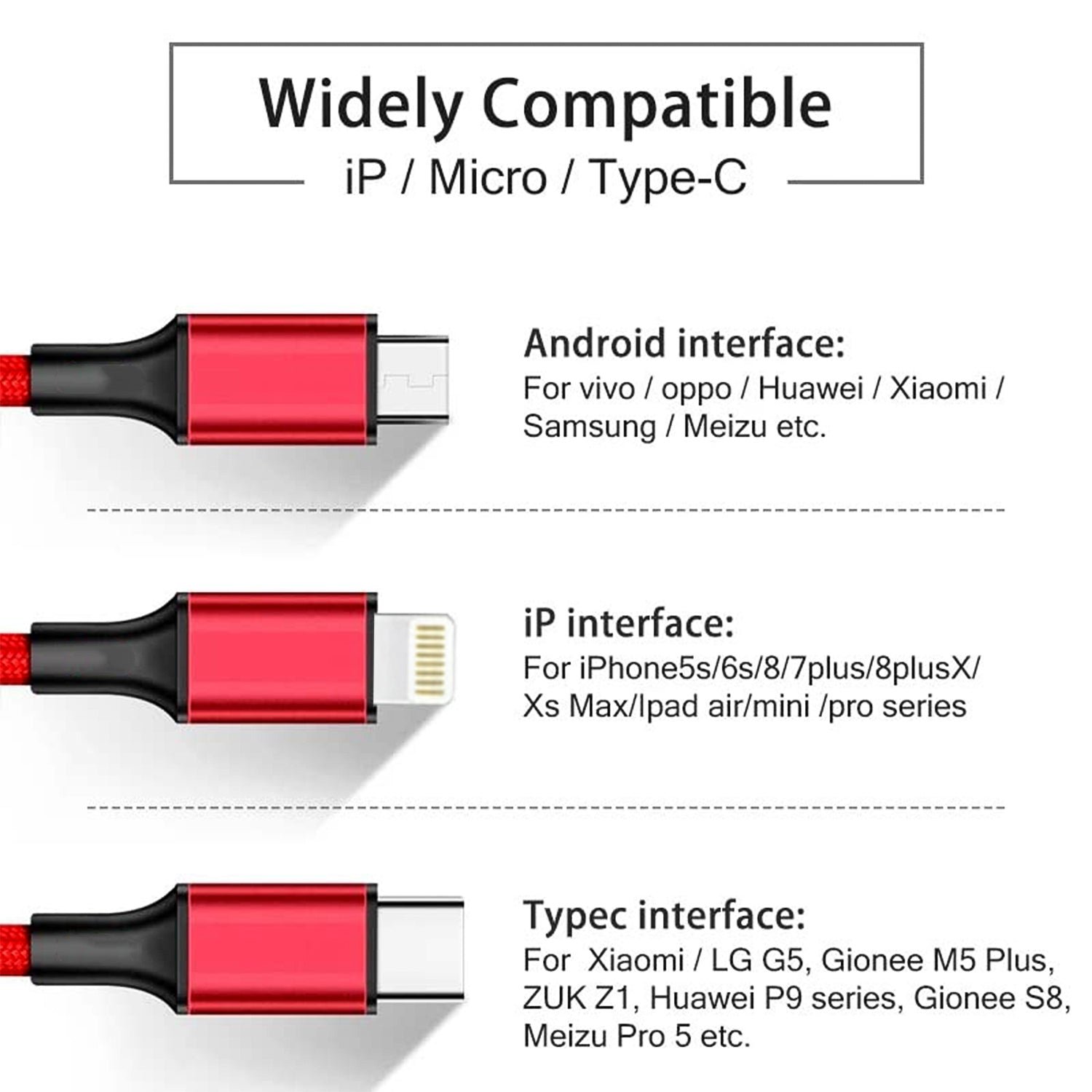 3-in-1 Multi Charging Cable – Durable Braided Universal Charger - Detailed Feature View 6
