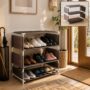 Premium 3 Layer Modular Fabric Shoe Rack for Bedroom Entryway and Closet Storage - Buy Online at Alikart