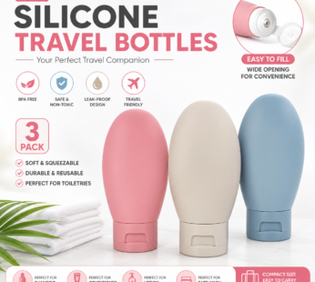 3-Piece 60ml Portable Travel Bottle Set – Leak-Proof Squeeze Containers for Toiletries