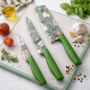 Premium 3-Piece Printed Stainless Steel Kitchen Knife Set with Vibrant Ergonomic Handles - Buy Online at Alikart