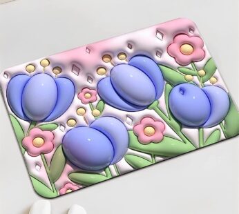 3D Vision Bathroom Non-Slip Floor Mat – Washable, Soft Diatomaceous Mud Shower & Bath Mat (Random Print-Pack of 1)