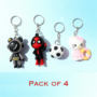 Premium 4-Piece Collectible Character and Sports Silicone Keychain Set – Flexible Rubber Key Rings for Backpacks, Bicycles, and Keys - Buy Online at Alikart
