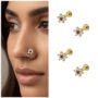 Premium 4-Piece Floral Crystal Labret Stud Set – Gold-Plated Cartilage & Nose Jewelry - Buy Online at Alikart