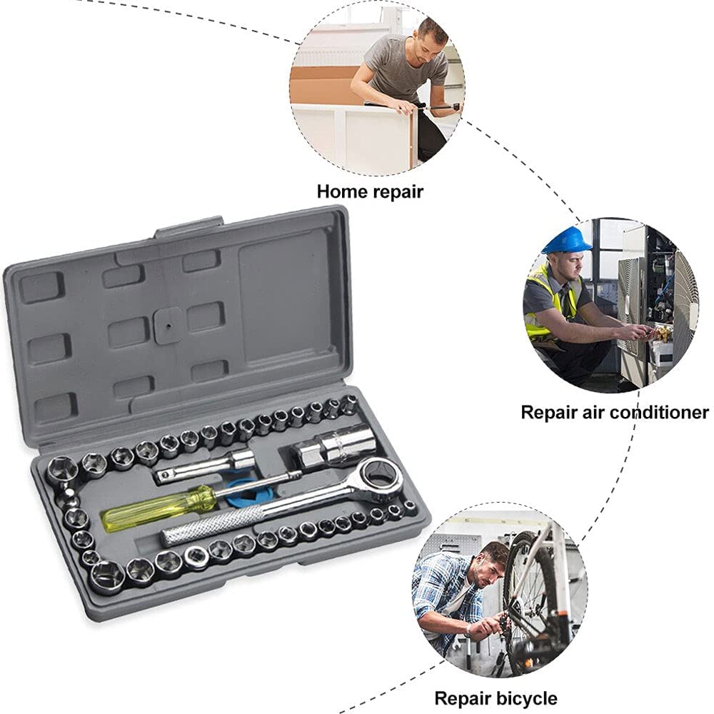 40-in-1 Hex Wrench, Screwdriver & Socket Tool Kit – Multicolor Metal & Steel Repair Set for Home, Auto & DIY (40 Pcs in 1 Pack) - Detailed Feature View 1
