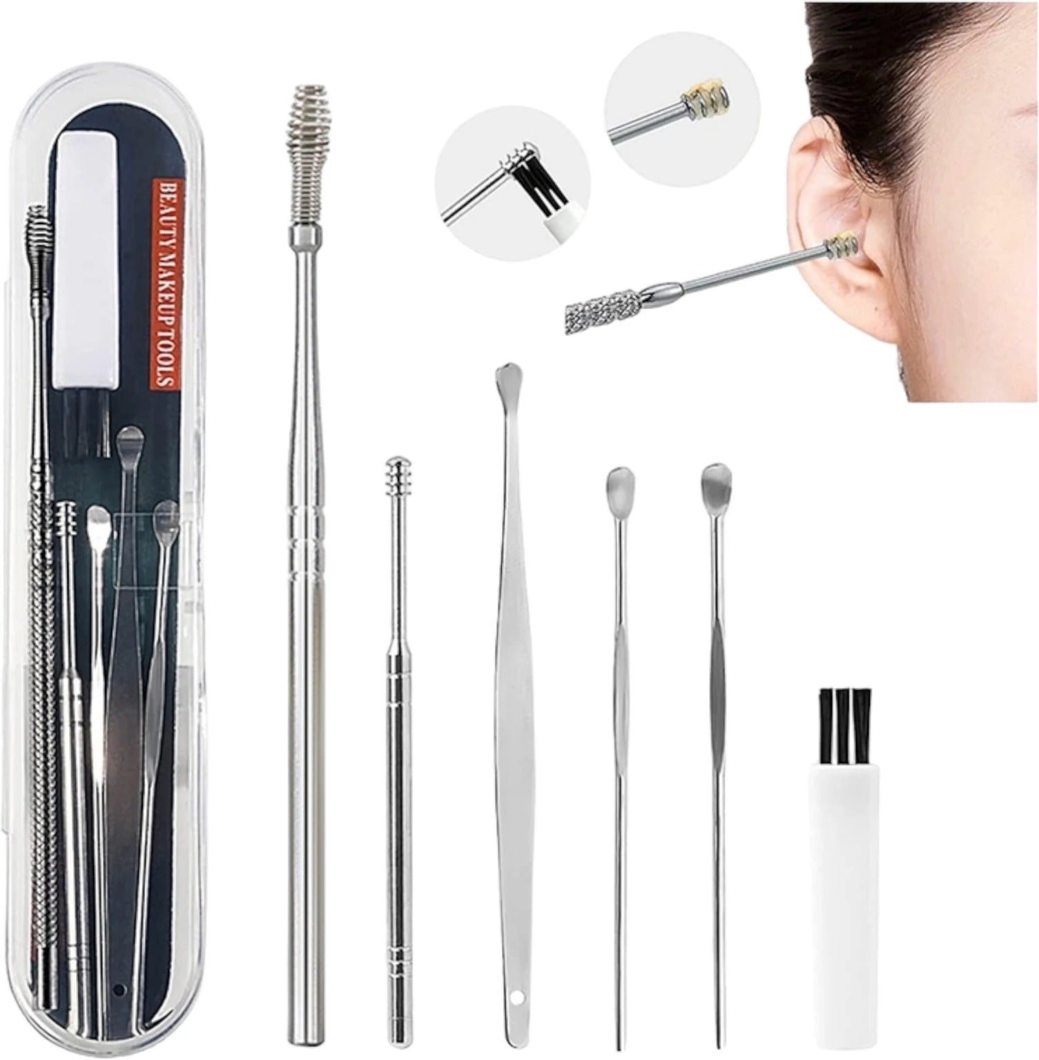 Premium 6 Pcs Ear Cleaning Tools Set with Plastic Storage Box – Multi-Functional Earwax Removal Kit for Personal Hygiene & Ear Care - Buy Online at Alikart