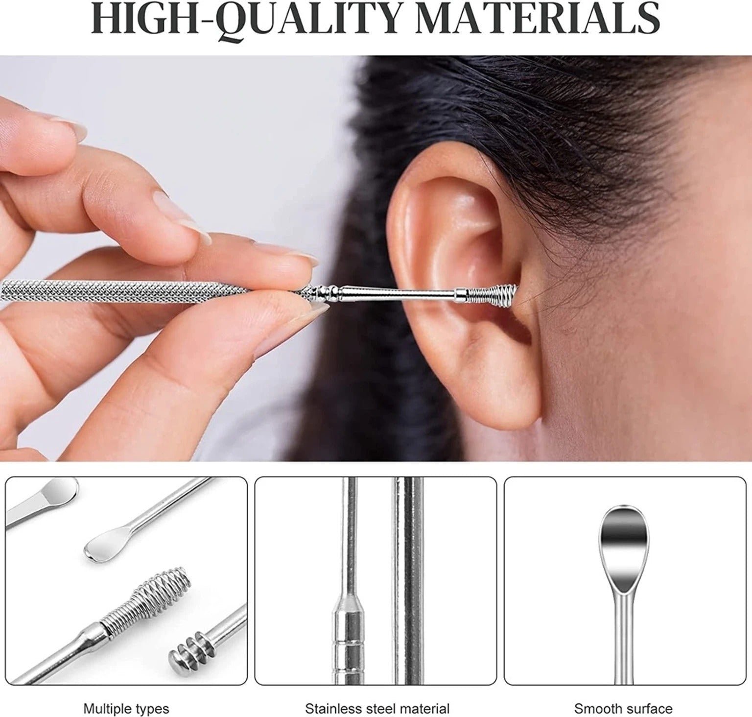 6 Pcs Ear Cleaning Tools Set with Plastic Storage Box – Multi-Functional Earwax Removal Kit for Personal Hygiene & Ear Care - Detailed Feature View 1