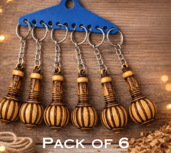 6 Pcs Lord Hanuman Gada Keychain – Sacred Mace Symbol Key Ring for Protection & Strength