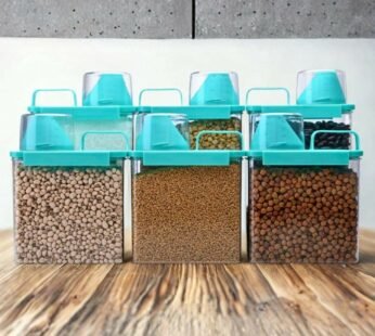 6-Piece Airtight Kitchen Storage Canisters with Measuring Lid and Stackable Design