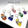 Premium 6-Piece Sparkling Crystal Metal Keychains Set - Heart and Teardrop Design Elegant Purse Charms - Buy Online at Alikart