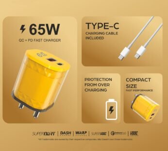 65W Fast Charger Adapter Dual Port USB A and Type C PD Wall Charger