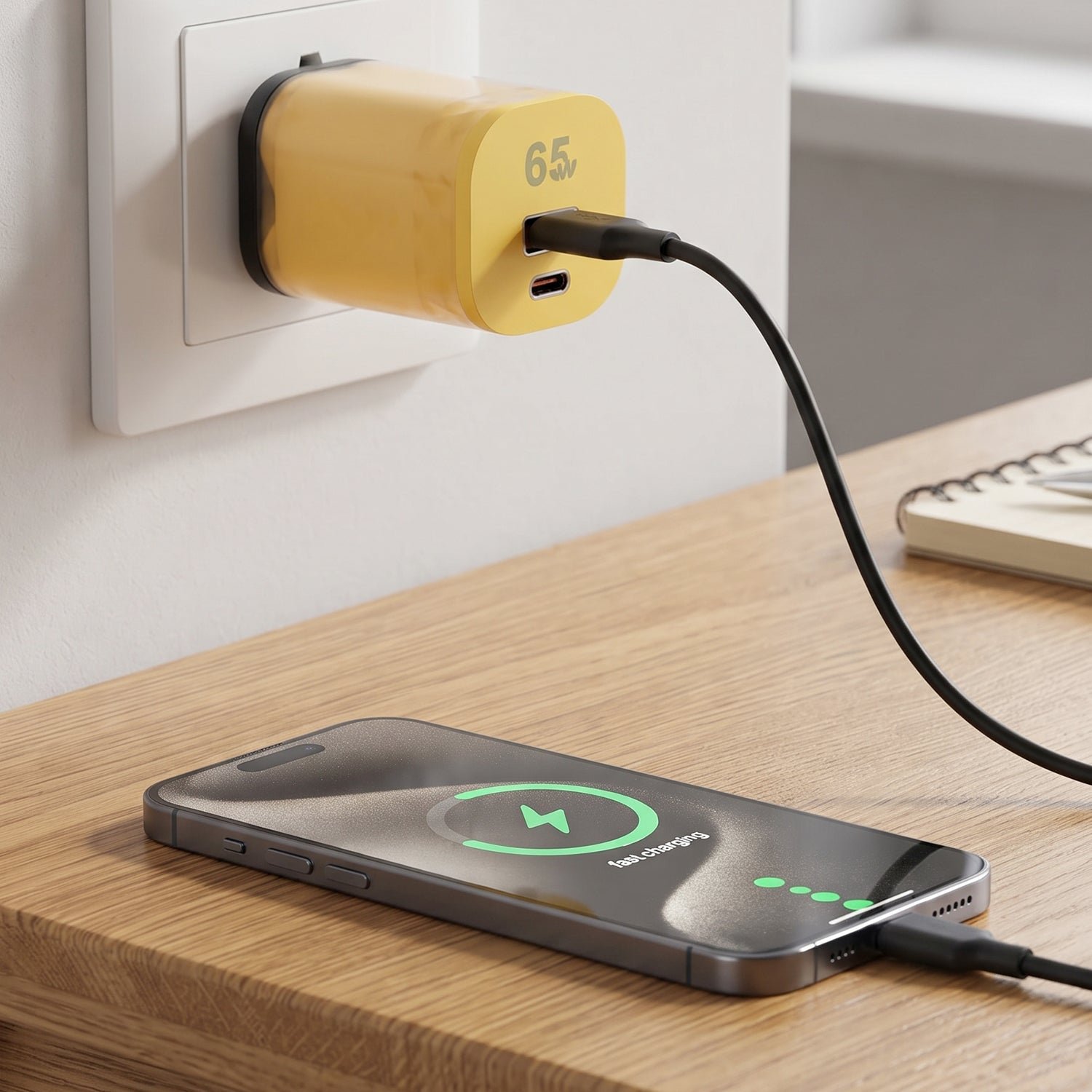 65W Fast Charger Adapter Dual Port USB A and Type C PD Wall Charger - Detailed Feature View 5