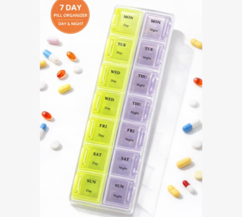 7-Day AM/PM Pill Organizer Box with Secure Snap Lids – Weekly Dual-Compartment Medicine and Vitamin Case
